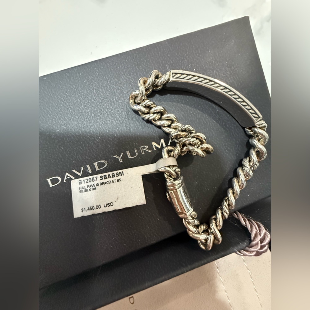 David Yurman Full Pave ID bracelet blue sapphire and silver - Picture 2 of 10